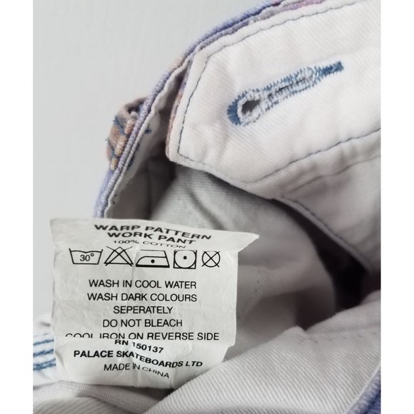 Palace Men's Sz. 32 Marbled Multicolor Raw Hem Cropped Chino Denim Pants - Picture 4 of 8